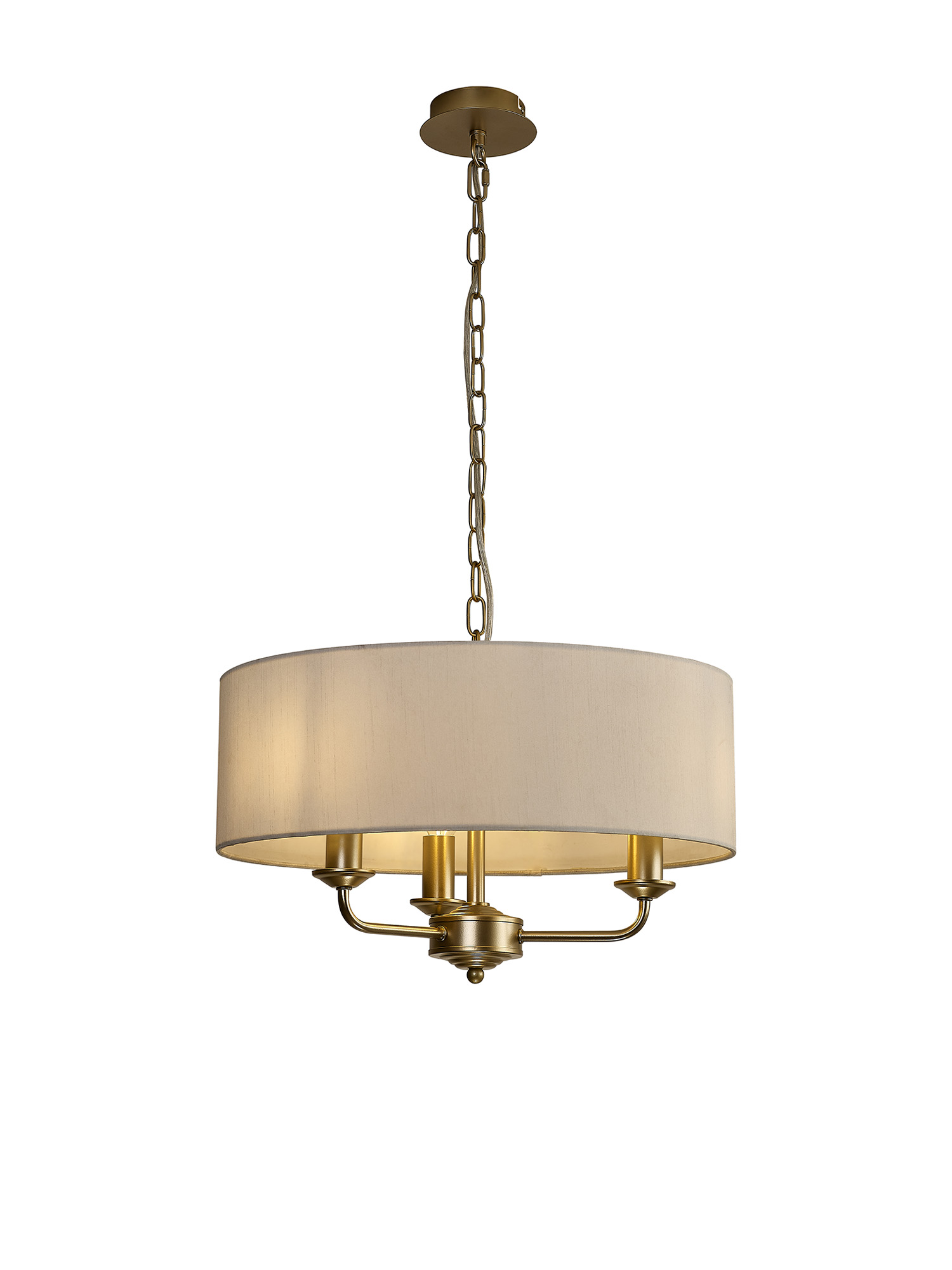 DK0941  Banyan 45cm 3 Light Pendant Champagne Gold, White